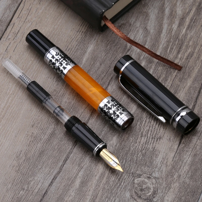 

SILVER FLOWER AMBER CELLULOID ROLLER Fountain PEN FOUNTAIN PEN FOR BEST GIFT