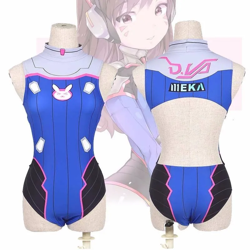 DVA над купальники с изображением Аниме Косплей Костюм D. VA спандекс Купальник DVA костюм аниме косплей Су ку вода цельный купальник - Цвет: blue new