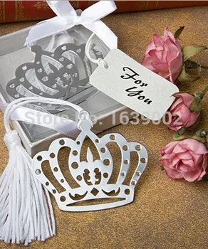 

Wholesale 50pcs Just listed Novel Crown Design Metal Bookmark Wedding Favors Gifts For Guests