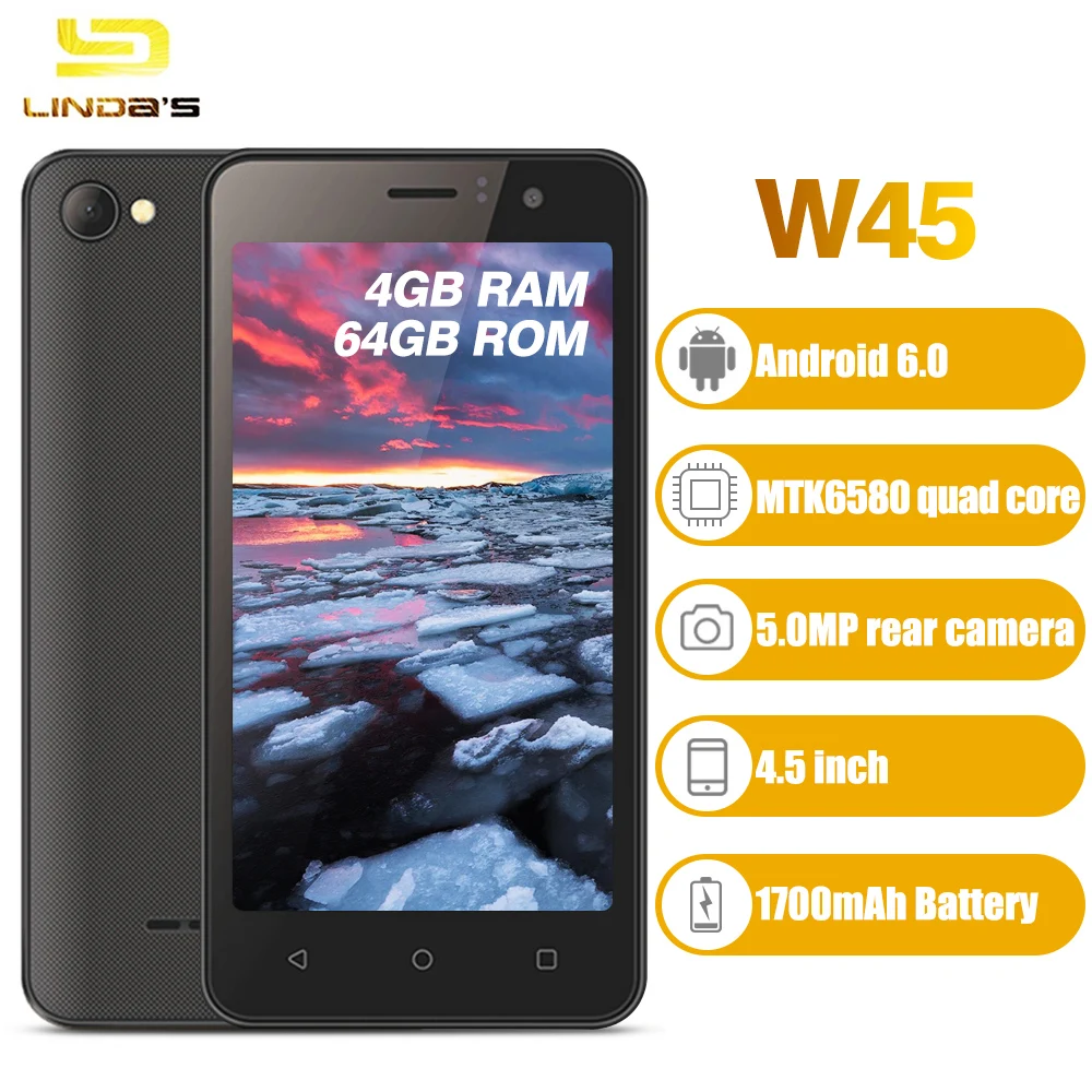 EL W45 смартфон 3G MTK6580 4 ядра 512 МБ Оперативная память 8 ГБ Встроенная ОС Android 6 0 и 1700