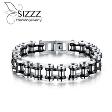 SIZZZ 21,5 см длиной 13 мм шириной новые ювелирные изделия из нержавеющей стали персонализированные мотоциклетные браслеты-цепочки и браслеты для мужчин