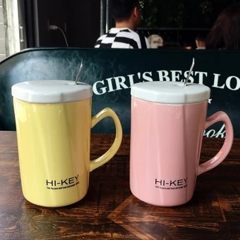

2018 Female personality office mug with cover with the simple twill couple ceramic cup of milk to drink Free shipping