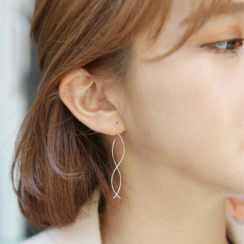 INZATT Minimalist Real 925 Sterling Silver Twisted Drop Earrings Trendy Anti-allergy Pin Women Jewelry Accessories For Lover - Image 6