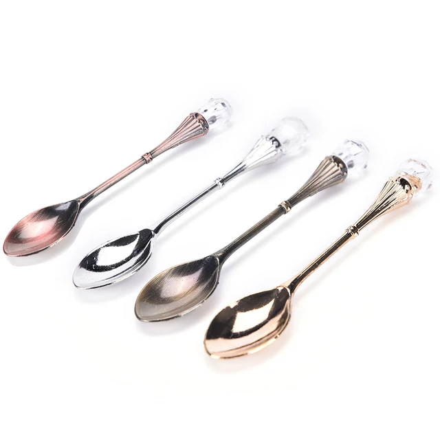 Best Price 4Colors Vintage Tea Spoon Coffee Scoops Multi-Color Stainless Steel Crystal Ice Cream Spoon Scoops Best Price 4Colors Vintage Tea Spoon Coffee Scoops Multi-Color Stainless Steel Crystal Ice Cream Spoon Scoops