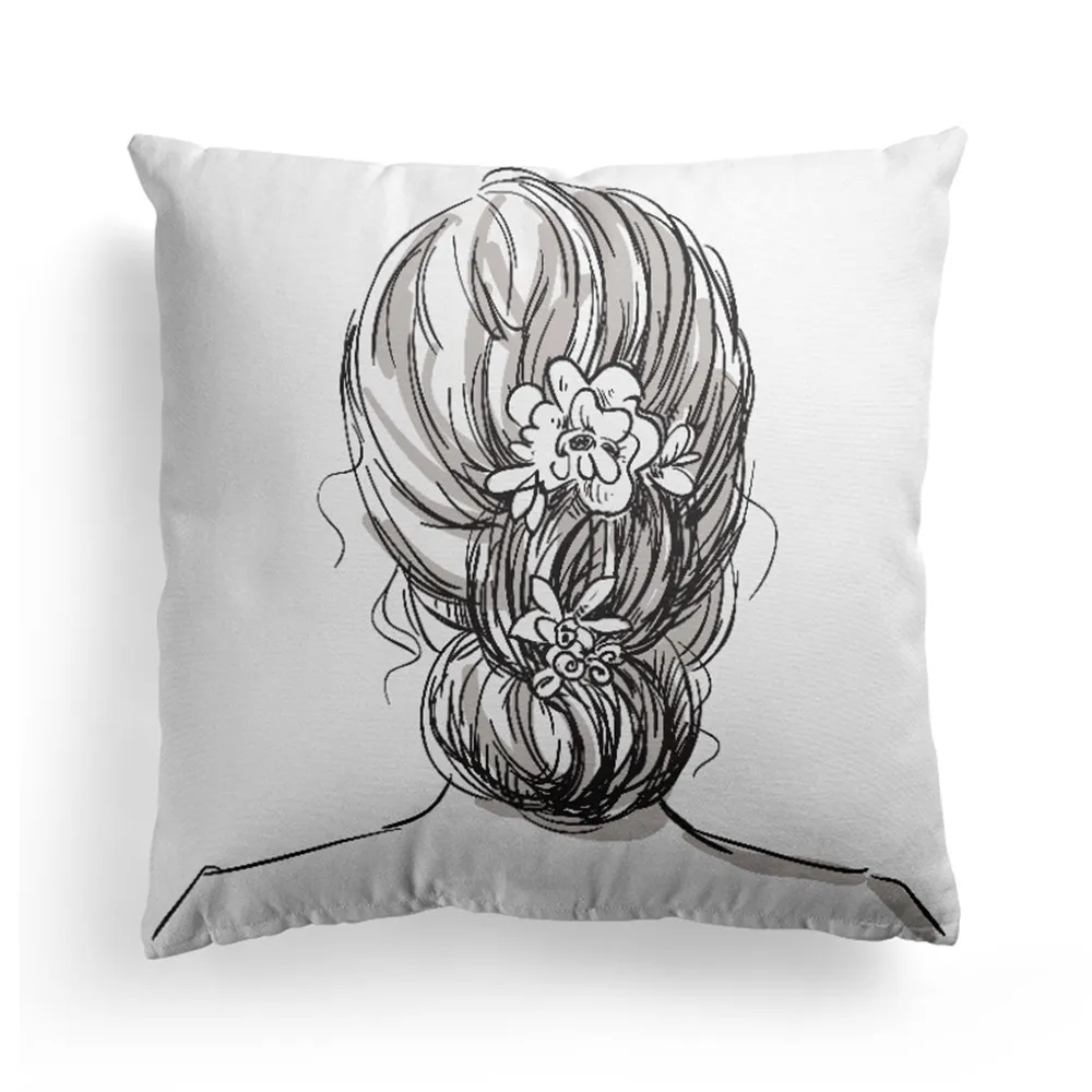 

BZ087 Simple Sketch Style Pillowcase Sofa Car Pillow Cover Washable Cotton Pillow Case Home Textile 45cm*45cm/18"x18" Inch