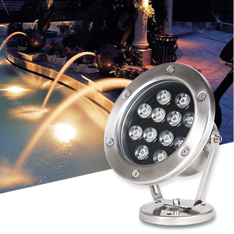 Size : 18W MAGT Led Underwater Light RGB Red Color Outdoor Fountain Spotlight 3W/9W/12W/15W/18W/24W with Rotation of 180° Fountain Lamp 