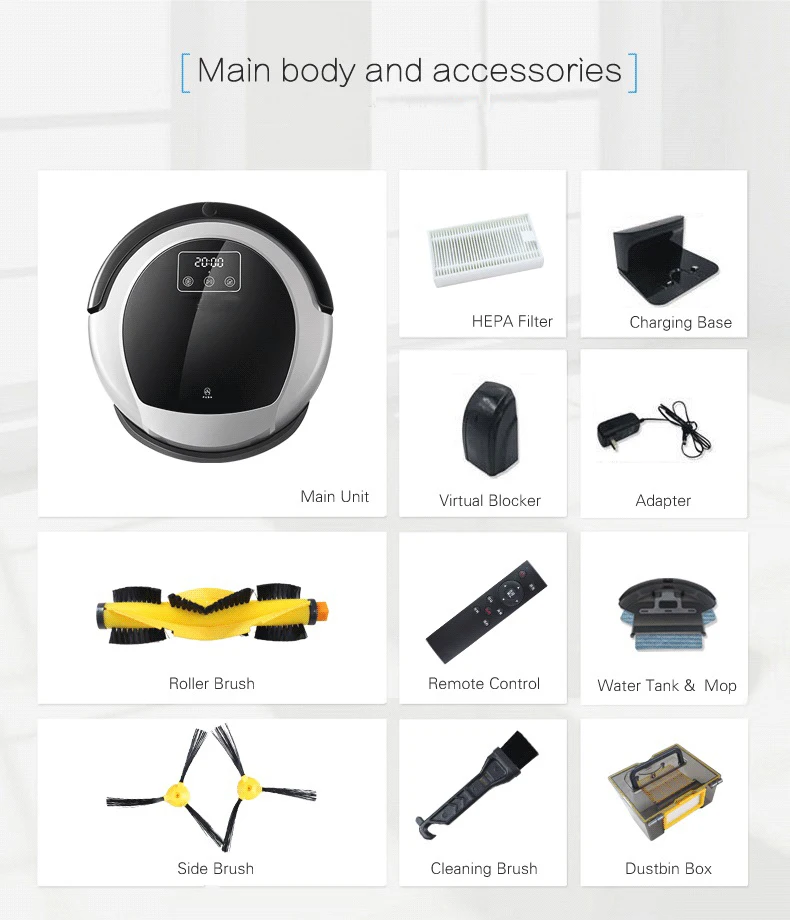 Wet And Dry Robot Vacuum Cleaner B6009,Map navigation,3000Pa Suction, ,Smart Memory,Wifi APP, Water tank,Lithium battery