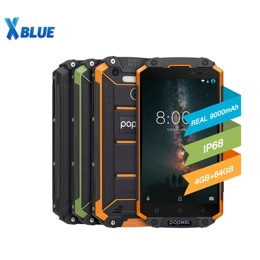 

POPTEL P9000 Max 9000mAh IP68 wateproof 5.5" FHD Mobile phone Android 7.0 MTK6750 Octa Core 4GB 64GB 13MP NFC OTG Smartphone