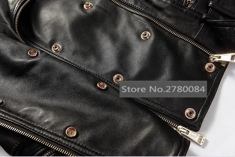 Женская короткая приталенная куртка из натуральной овечьей кожи Factroy2017 пальто