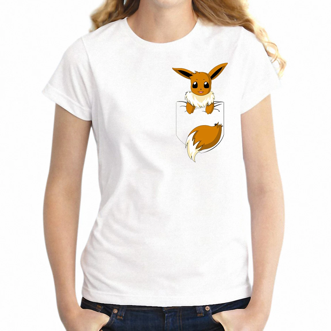 جديد المرأة تي شيرت بوكيمون Eevee داخل جيب التي شيرت ألعاب ألعاب فتاة قصيرة الأكمام التي شيرت المتناثرة الشارع الشهير تيز قمم جديد المرأة تي شيرت بوكيمون Eevee داخل جيب التي شيرت ألعاب ألعاب فتاة قصيرة الأكمام التي شيرت المتناثرة الشارع الشهير تيز قمم