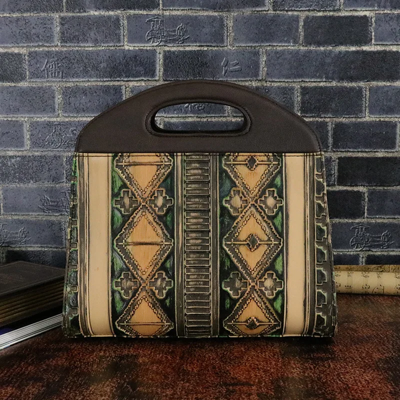 

Genuine Leather Natural Skin Women Tote Messenger First Layer Cowhide Ladies Embossed Handbag Female Crossbody One Shoulder Bag