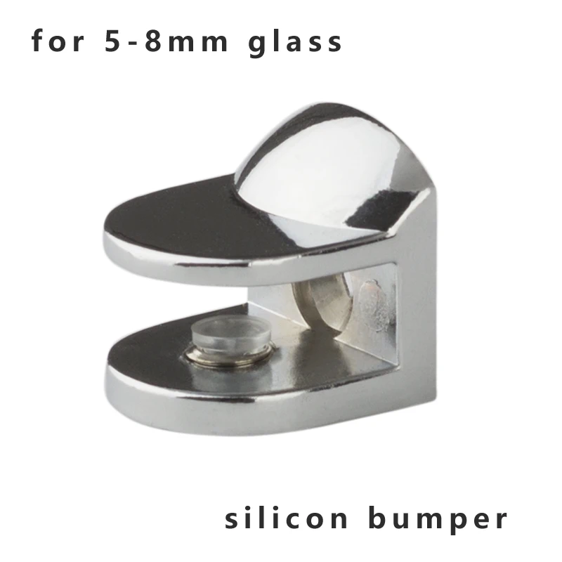 Zinc Alloy 5-8mm glass shelf support Heavy Duty glass holder silicon bumper