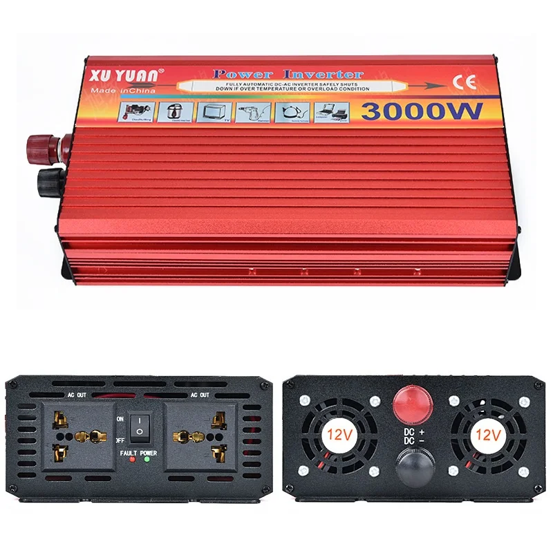Portable Car Inverter DC 12V To AC 220V 3000W Car Charger Power