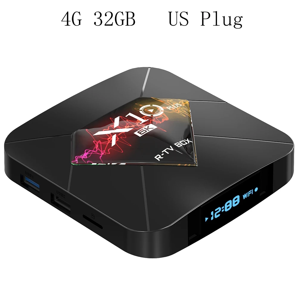 4G 32GB US Plug В виде буквы «R» ТВ X10 плюс Смарт ТВ коробка Android 9,0 Allwinner H6 4 ядра 2,4 г WI-FI USB 3,0 HDMI 2,0 4 Гб Оперативная память+ 32/64GB Встроенная память Поддержка 6K H.265 - Цвет: 4G 32GB US Plug