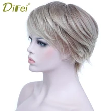 DIFEI короткие волосы синтетические женские короткие прямые волосы смешанный цвет парик косплей парик Хэллоуин парик удлиненный клип парик