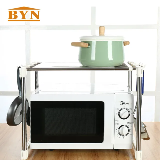 Byn Home Stainless Steel Microwave Oven Shelf Perfect Quality Byn Home Stainless Steel Microwave Oven Shelf Perfect Quality Kitchen Tools Organizer Storage Rack Accessories