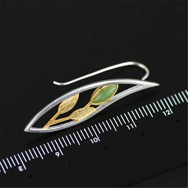 Женские серьги капельки Lotus Fun из чистого серебра 925 пробы ручной работы с