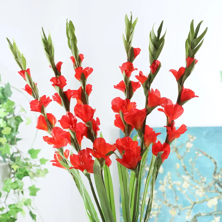 6 головок гладиолус Орхидея Шелковый искусственный цветок, бонсай цветок растение для дома свадебное украшение дома сделай сам Аэробные горшки