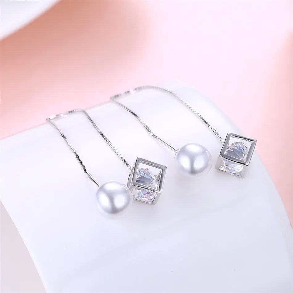 925 sterling silver Pearl dangle Earrings   (5)