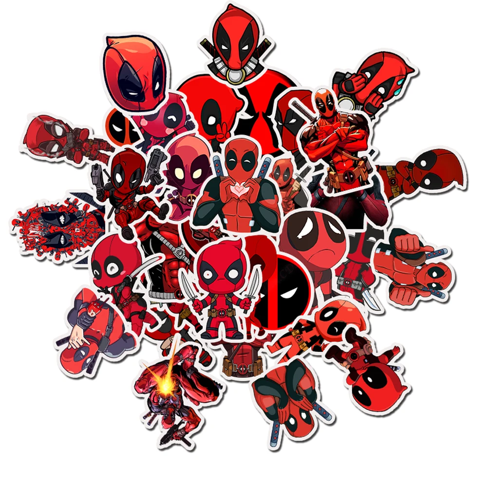 35pcs Marvel The Avengers Deadpool Cartoon Stickers for luggage laptop Decal Skateboard Stickers Moto Bicycle Car Guitar Sticker 35pcs Marvel The Avengers Deadpool Cartoon Stickers for luggage laptop Decal Skateboard Stickers Moto Bicycle Car Guitar Sticker