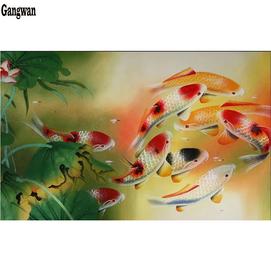 

5D Diy Diamond painting cross stitch Koi fish Full square round Diamond Diamond Embroidery Rhinestone mosaic pattern needlework