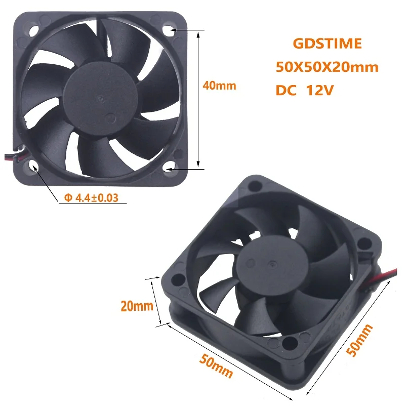 Gdstime 5 Piece High Speed 12V 50x50x20mm 5020 Ball Bearing 5cm DC Industrial Motor Equipment Case Cooling Fan 50mm x 20mm | Компьютеры и
