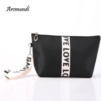 

Arsmundi New Streamer Letters Hand-held Cosmetic Bag Built-in Compartment Shell Make Up Bags Neceser Toiletry Organizer Case