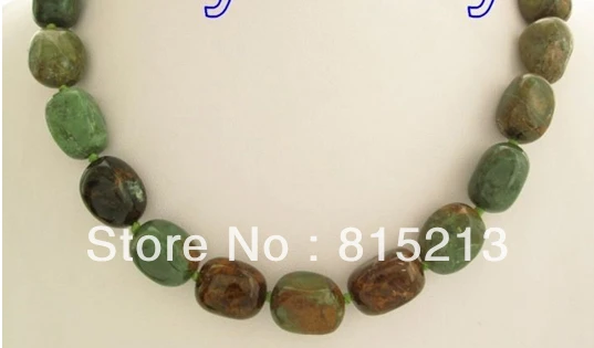 

FREE SHIPPING>>>@@ > N950 18mm Natural Green Jasper Nugget Necklace