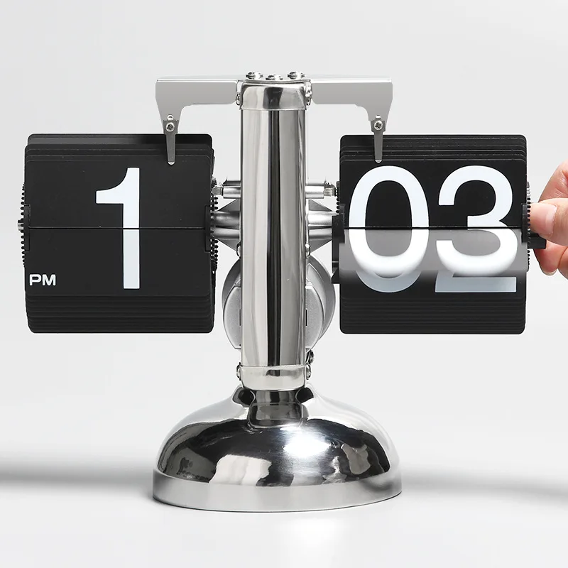 

New Retro Vintage Automatic Flip hour meter Desk Modern Wall Clock Table Clock