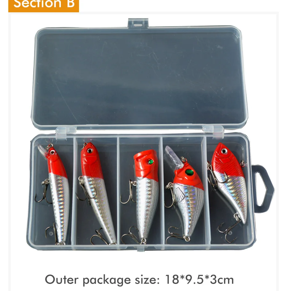 

FUXIN 5pc 8g-12g Fishing Lure Kit Minnow floating Lure Isca Crankbait Bait Pesca Jig Fishing Hook Set With Fishing Tackle Box
