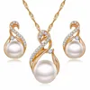 VKME conjuntos de joyas de moda pendientes de Color plata de boda conjunto de joyas de perlas de imitación conjunto de collar de mujeres Bijoux collier brincos ► Foto 2/6
