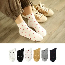 Мягкие короткие носки для взрослых с красными сердечками, лояльная королевская леди, шелковая, чистая, настоящая любовь, ребро, с узором, из искусственного хлопка, весна, новинка