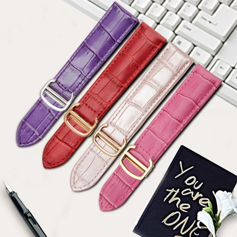 Online PEIYI watchband Genuine Leather Watch Strap 18 20 22mm Bracelet For Men Woman Replace Watchbands For Cartier Tank Solo