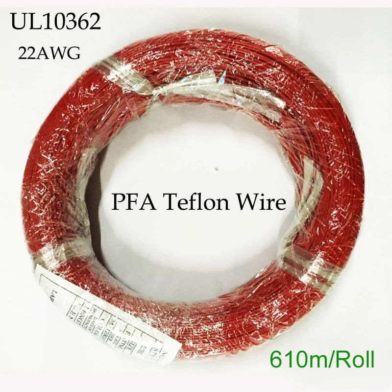 

UL10362 22AWG PFA Teflon Wire 600V Tinned Copper 0.33mm2 Electrical Wire 19Cores Cord Lighting Cable Heatproof 305m/Roll