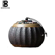 Креативный тыквенный чай Caddy черный дзен Винтаж в японском стиле грубая Керамическая пиала банки керамические запечатанные банки контейнер бутылка для хранения