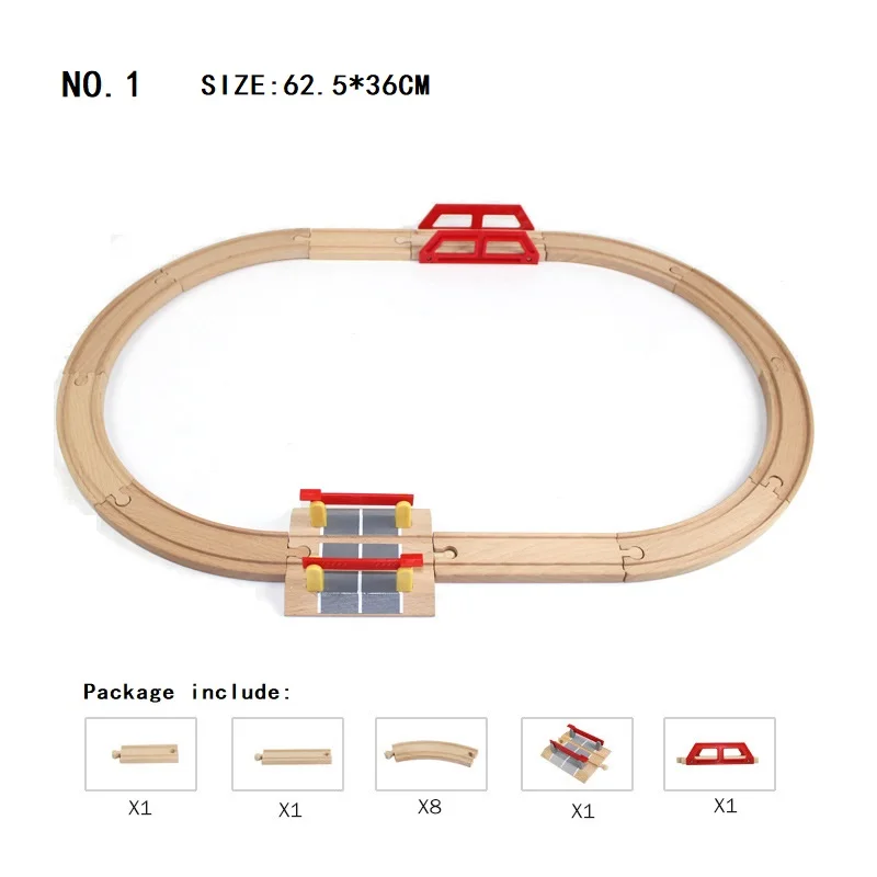 Деревянный трек набор железная дорога игрушка деревянный поезд трек аксессуары-расширение деревянный трек рельсы поезда дорожные игрушки для детей дропшиппинг - Цвет: wood track set 1