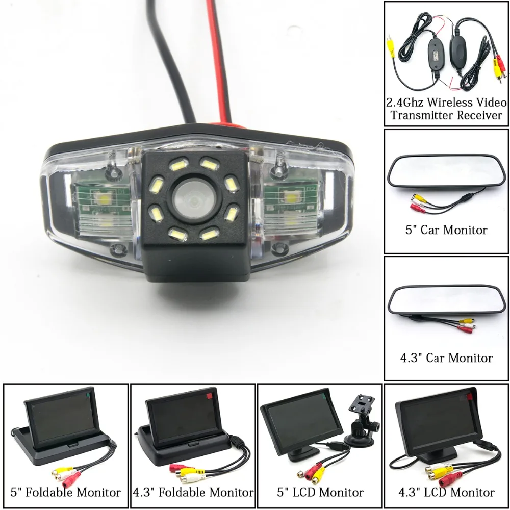 Для Honda Accord пилотный гражданский пилот Одиссея Acura TSX 8LED CCD камера заднего вида Камера 4," 5" монитор парковки обратный Беспроводной