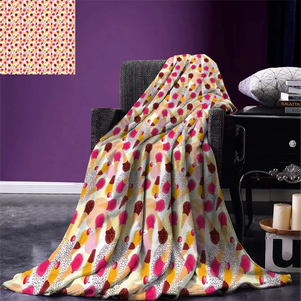 Ice Cream Throw Blanket Sweet Taste of Summer Theme