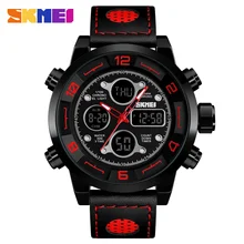 Skmei Relogio Digital Military Men's Watch Sport fitness Watches Leather Strap Glass Mirror Big Dial Electronic Clock For Man