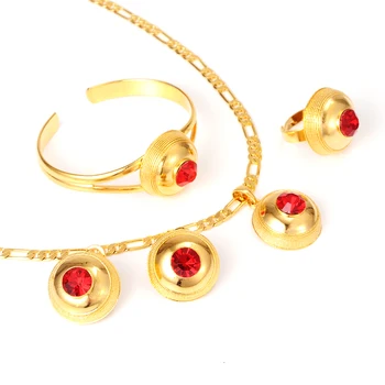 

Bangrui New Ethiopian Jewelry sets Necklace Bangle Earrings Ring Habesha Eritrean Gold Color Jewelry African Gifts