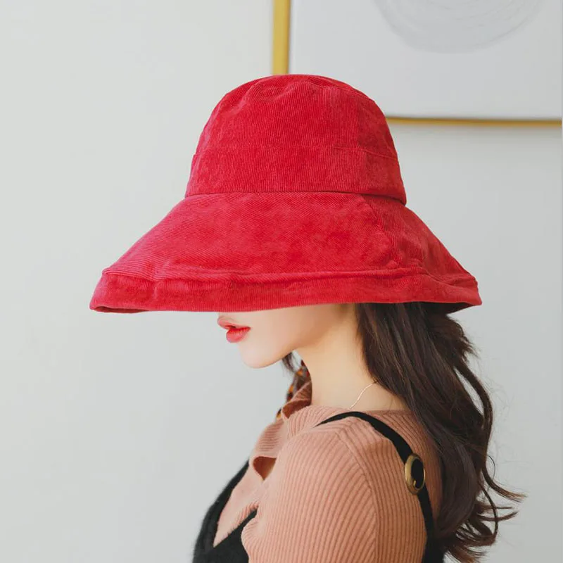 

SUOGRY Fashion Fisherman Cap Corduroy Bucket Hat Breathable Casual Sun Protection For Travel Beach Hip-Hop Fishing Hiking