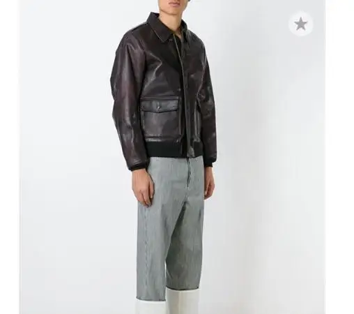 

Free shipping.Brand new horsehide jacket.mans classic A-2 flight bomber leather coat,vintage pilot jackets.quality black
