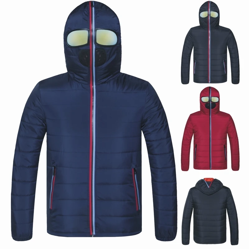 

New Arrived Winter with Glasses Jackets Men Hooded Padded Mens Warm Windproof Quilted Jacket Male Coats and Jackets Women Homme