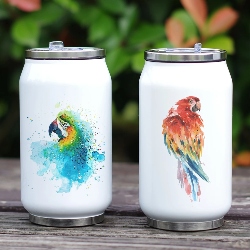 

Unique Design Birds Themed BPA Free Water Bottle with Straw 11oz Metal Insulated Vacuum Bottle Stainless Steel Cool Shape