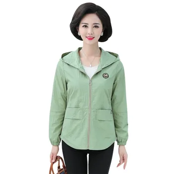 

Hooded Casual Coat 2020 Spring Autumn New Fashion Long Sleeve Basic Mother Clothes Big Size Women Pocket Zipper Jacket Outwear
