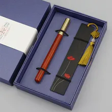 1 шт., китайский стиль, красная деревянная кисточка, Закладка, фирменная ручка, деловой костюм, изысканная эбеновая деревянная Закладка