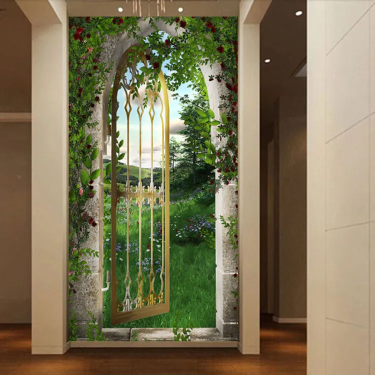Free shipping The Secret Garden Gate large mural wallpaper 3d backdrop