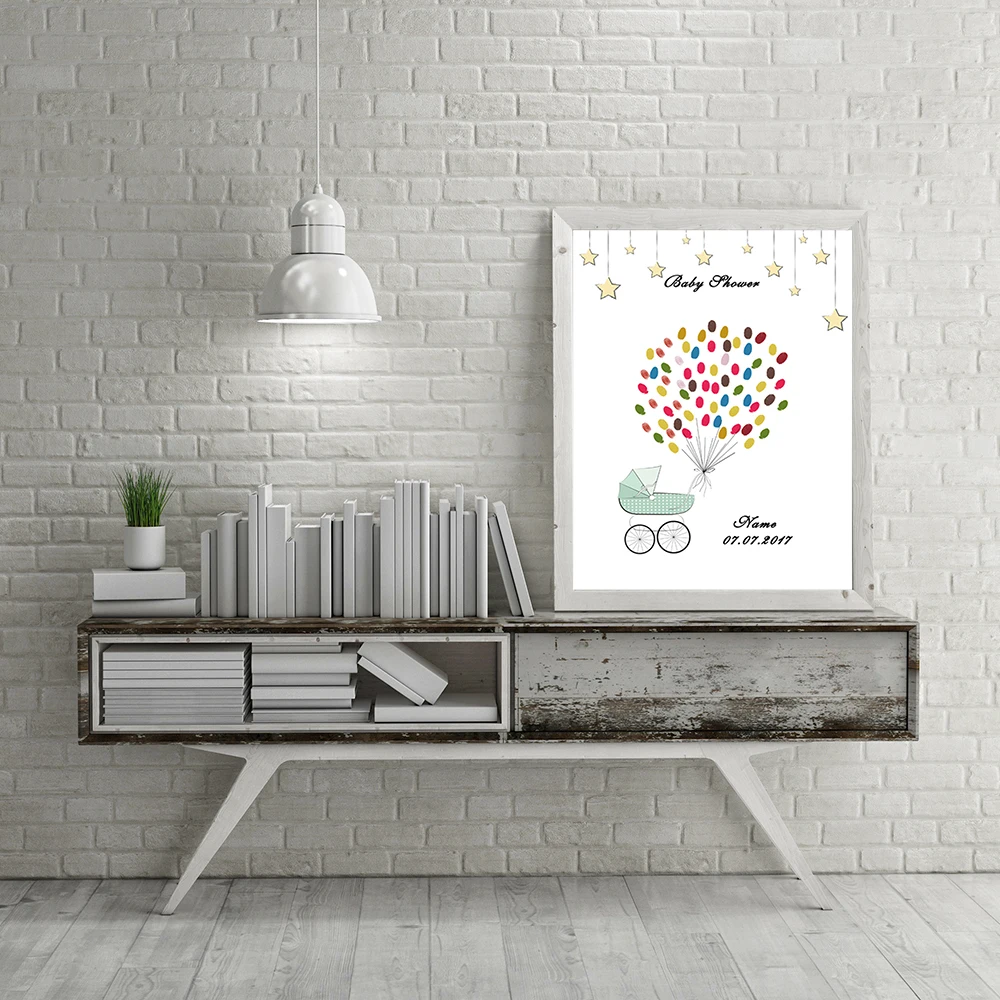 

Free Personalized Custom Name Date Fingerprint DIY Guest Book Gift For Baby Shower Nursery Baptism 1st Holy Communion HK092
