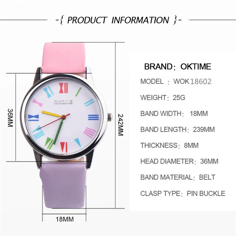Fashion women's watches 2018 fashion Retro Rainbow Design Leather Band Analog Alloy Quartz Wrist Watch relogio feminino Y06 (1)