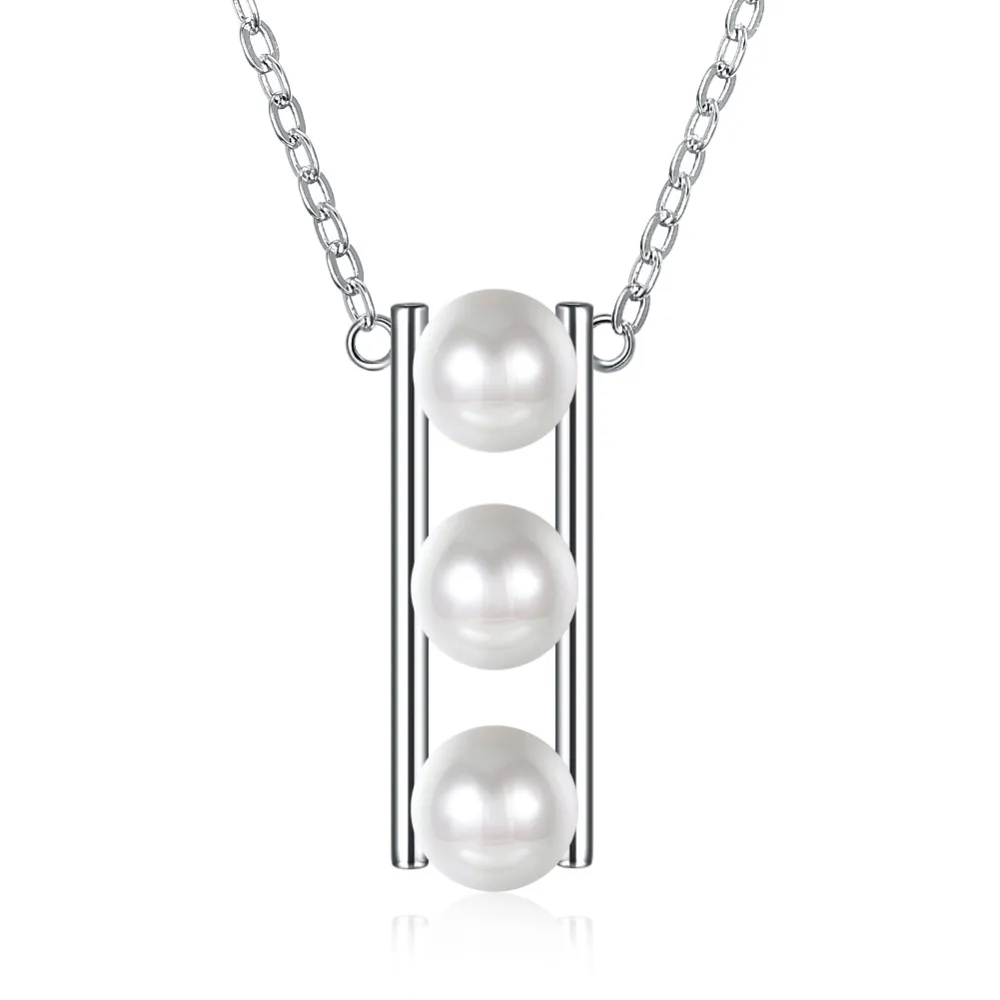 S925 Sterling Silver Three Pearls Necklaces Clavicle Chain Simple Temperament Short Section Items Trendy Fine Jewelry Free Box |